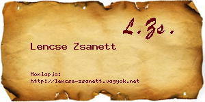 Lencse Zsanett névjegykártya